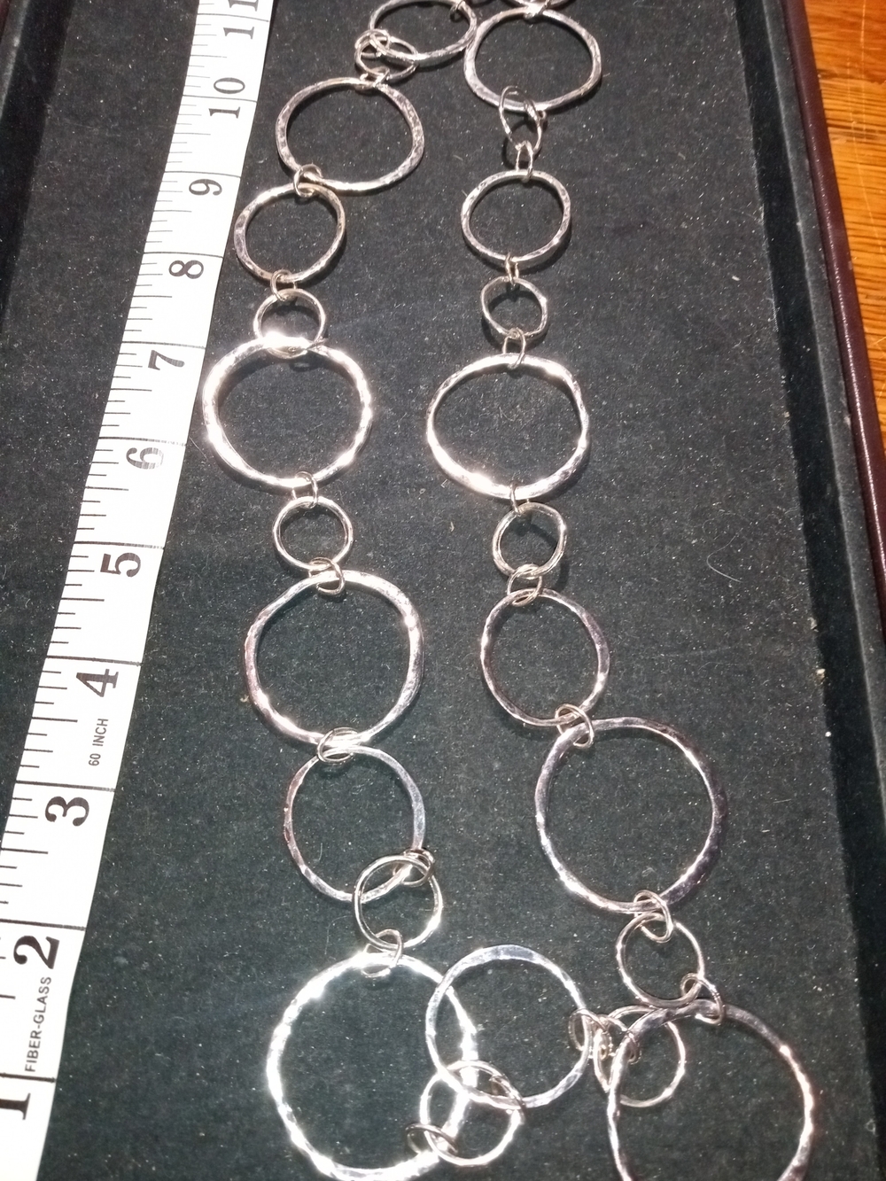 Chico's Silver Hammered Multi-Ring Link Necklace